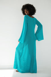 Long openwork blue dress