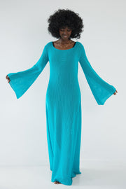 Long openwork blue dress