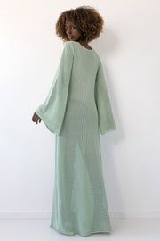 Long openwork pistachio dress