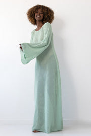 Long openwork pistachio dress