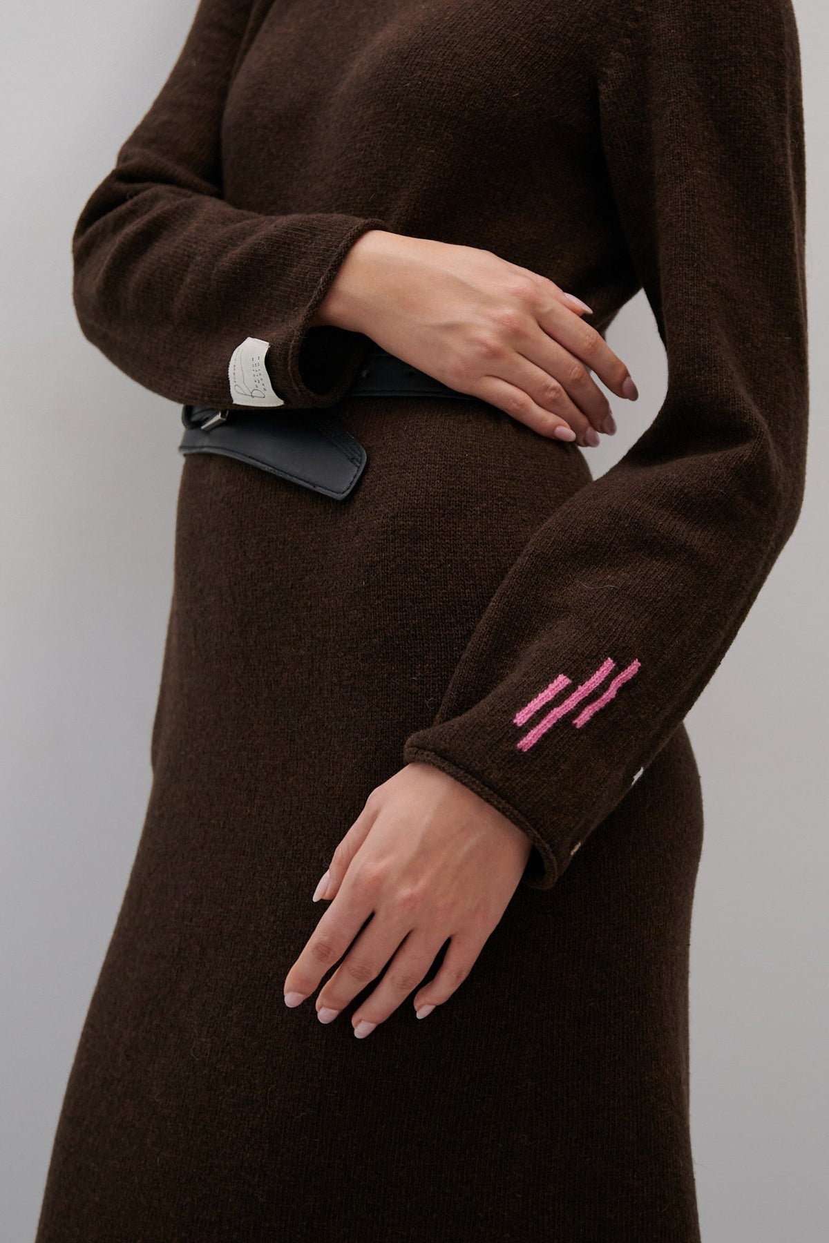 Long merino wool dress brown