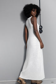 Long ecru wool dress