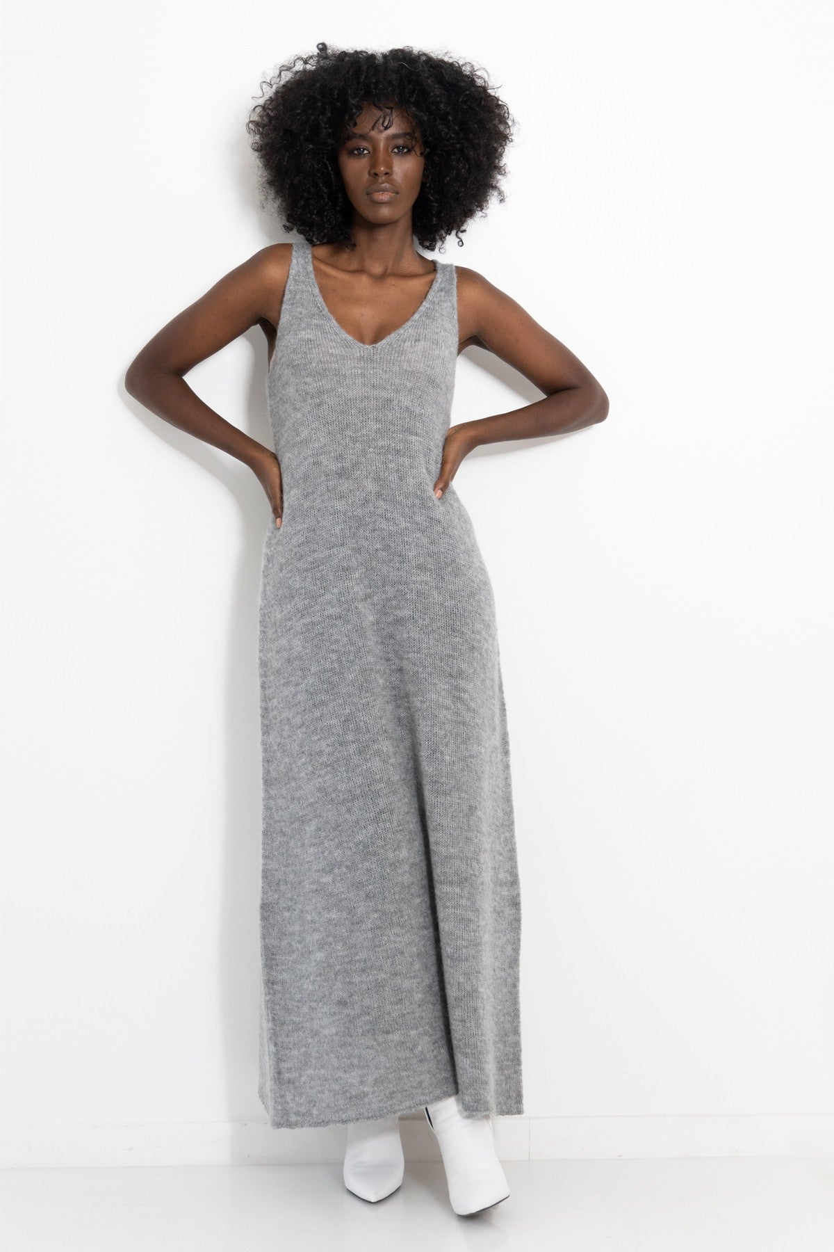 Long woolen dress gray
