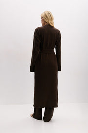Long merino wool cardigan brown