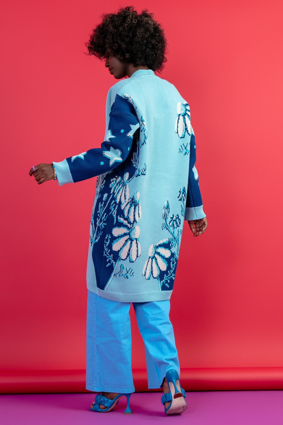 Long cardigan night glade blue