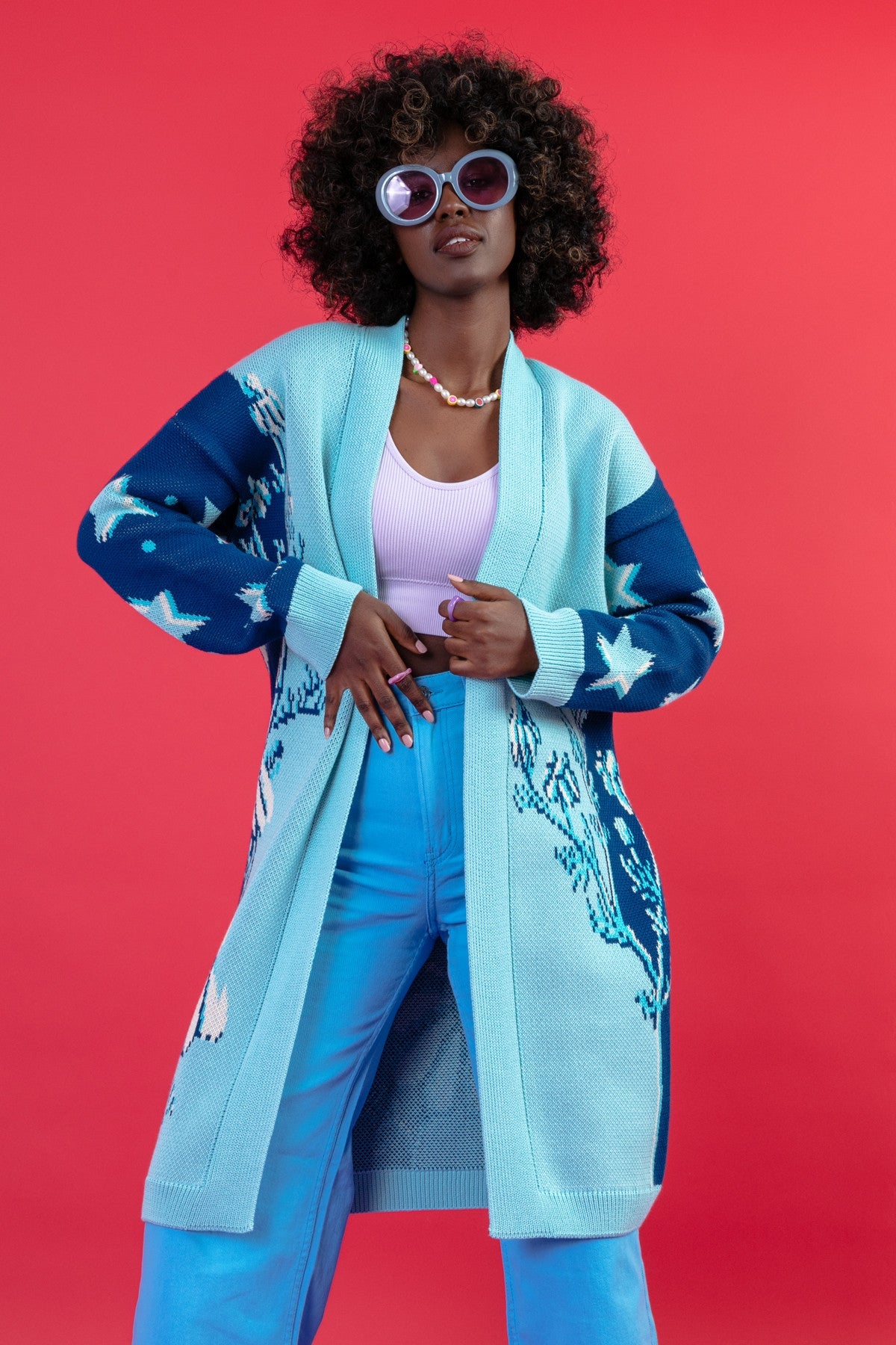 Long cardigan night glade blue