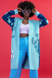 Long cardigan night glade blue