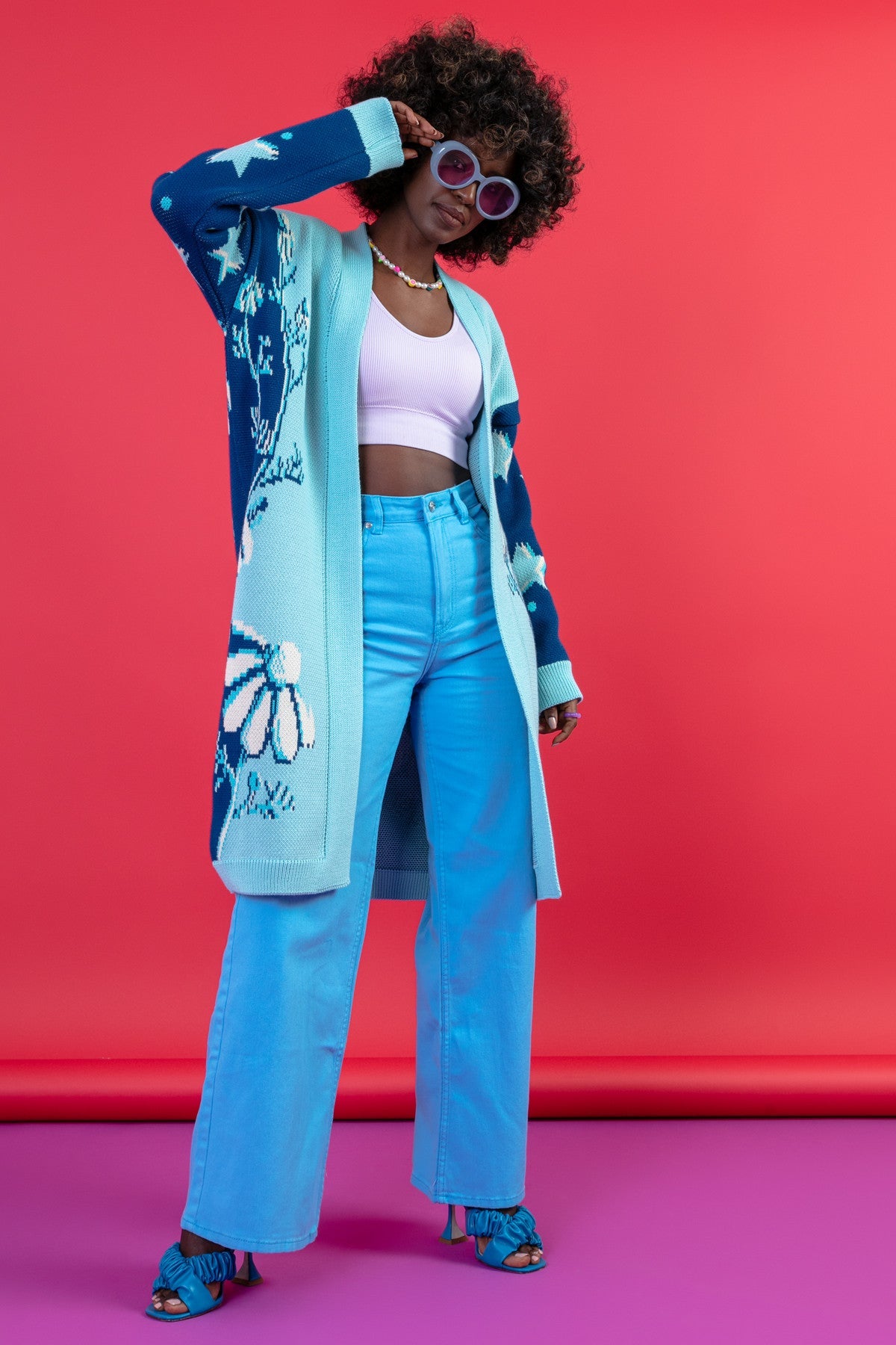 Long cardigan night glade blue