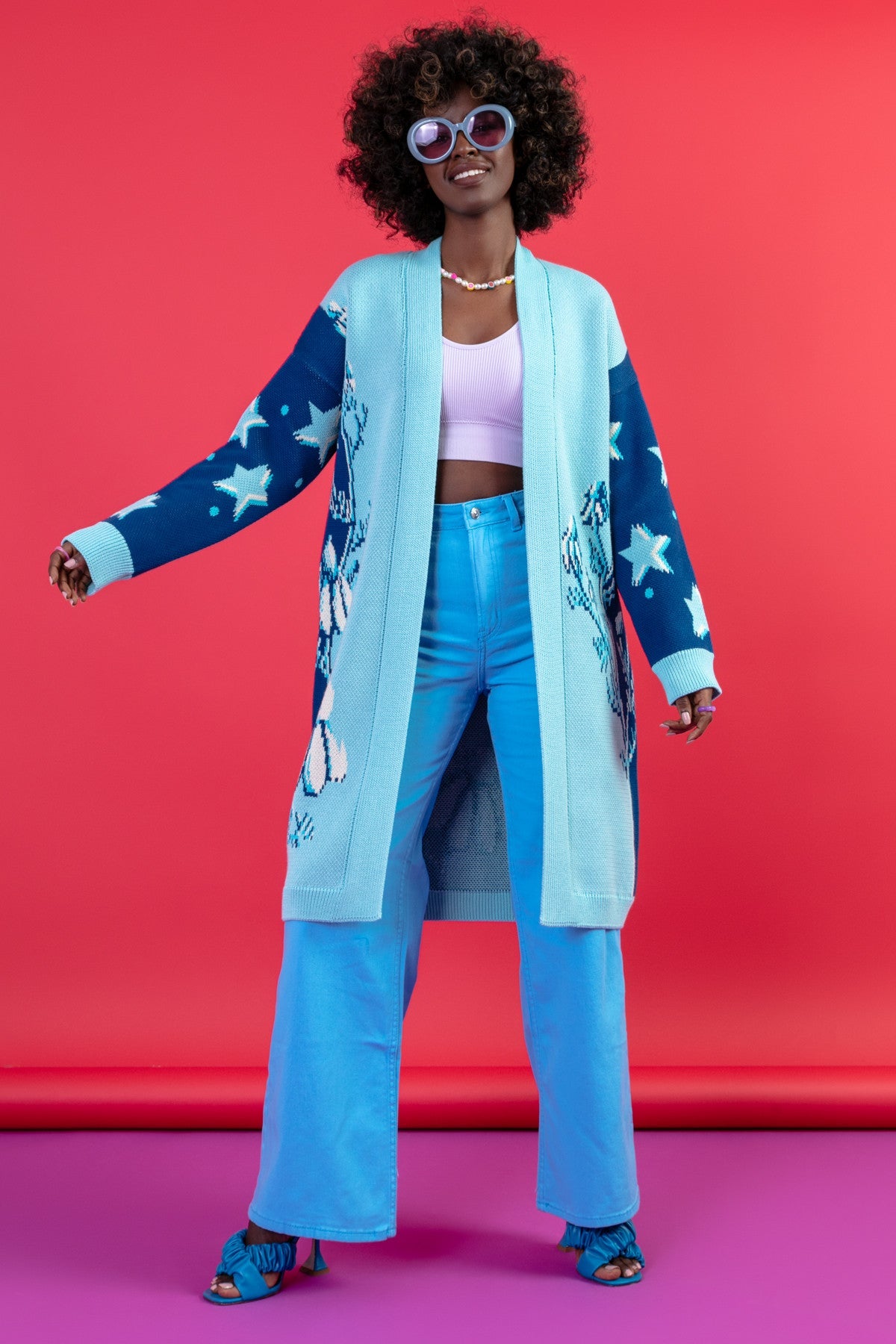 Long cardigan night glade blue