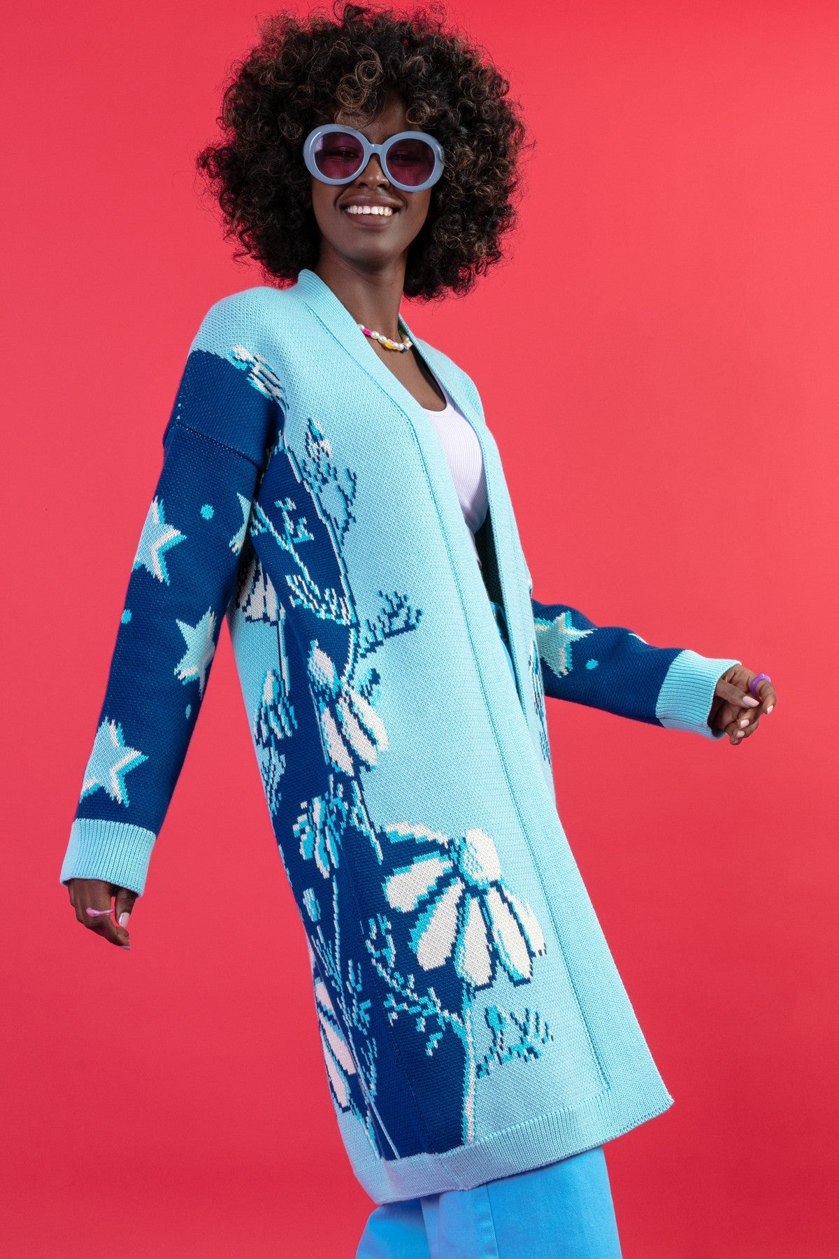 Long cardigan night glade blue