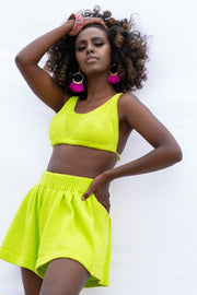 Knitted summer shorts lime green