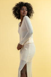 Elegant, very delicate beige skirt and blouse set