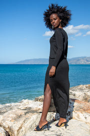 Elegant, very delicate black skirt and blouse set