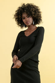 Elegant, very delicate black skirt and blouse set