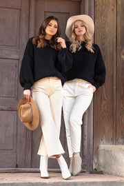 Elegancki sweter z golfem kaszmirowy czarny