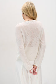 Elegancki sweter z wełny suri ręcznie zdobiony ecru