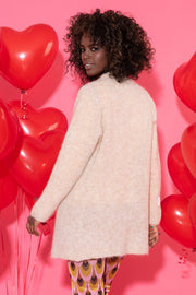 Elegant buttoned cardigan made of beige alpaca wool