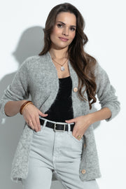 Elegant buttoned cardigan made of alpaca wool in gray