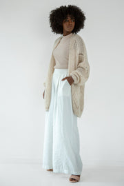 Classic openwork cardigan made of alpaca wool, beige