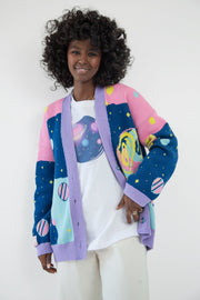 Blue cosmos cotton cardigan
