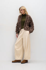 Brown CHUNKY KNIT bomber cardigan