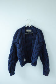 Kardigan bomberka CHUNKY KNIT granatowy