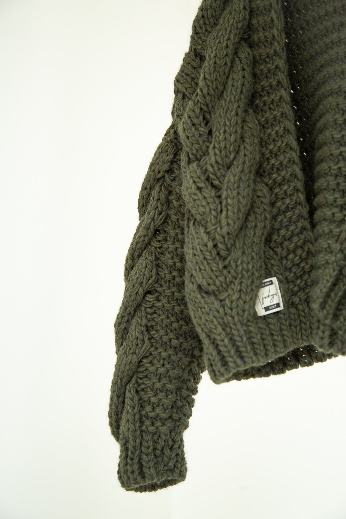 Kardigan bomberka CHUNKY KNIT oliwkowy