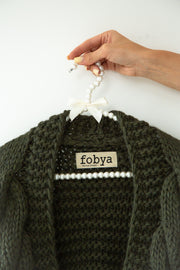 CHUNKY KNIT bomber cardigan olive
