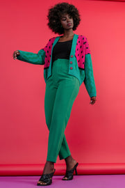Watermelon Cardigan - Green Cotton Button-Up Sweater