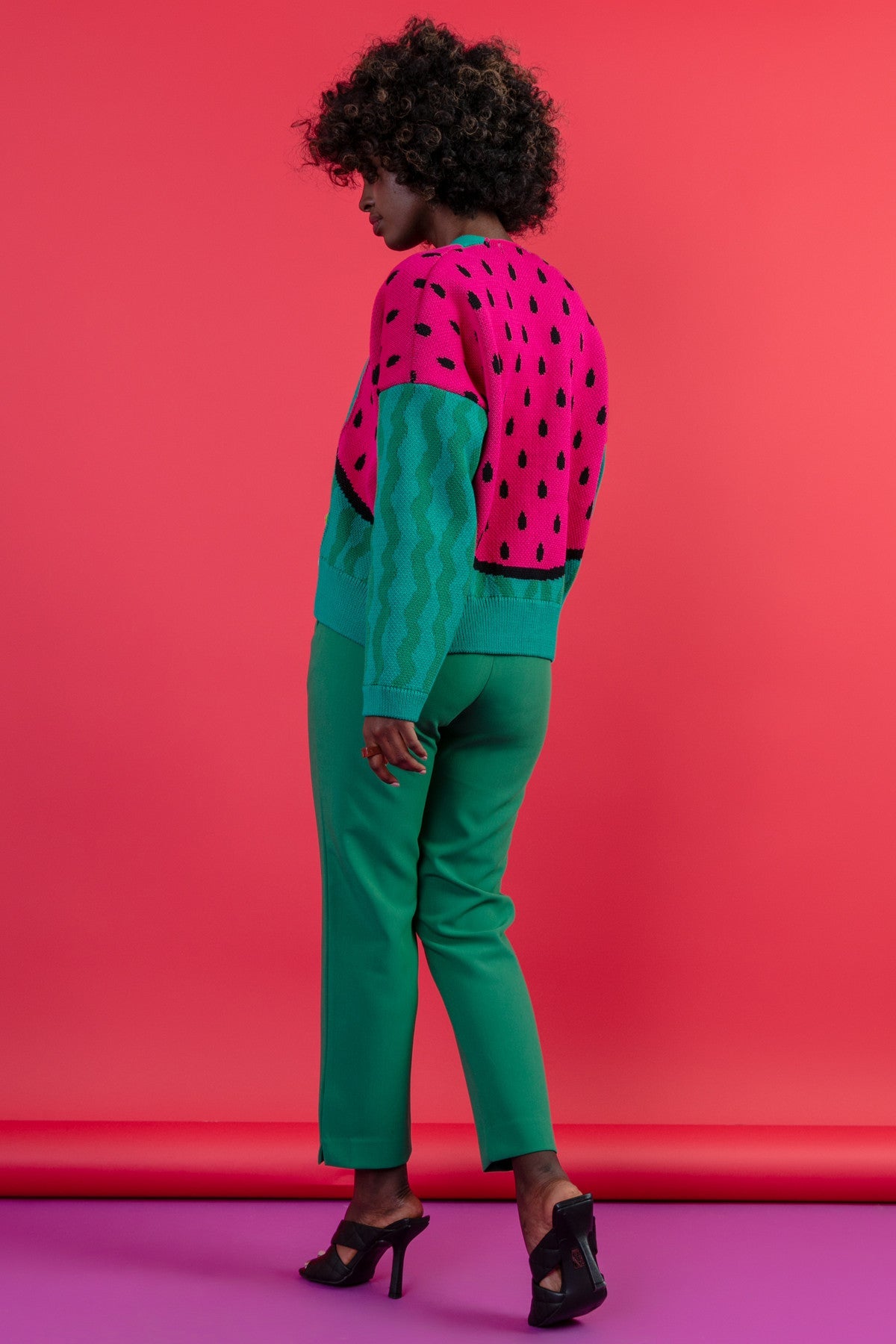 Watermelon Cardigan - Green Cotton Button-Up Sweater