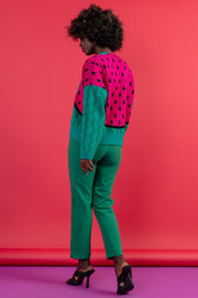 Watermelon Cardigan - Green Cotton Button-Up Sweater