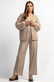 Beige undyed alpaca wool cardigan