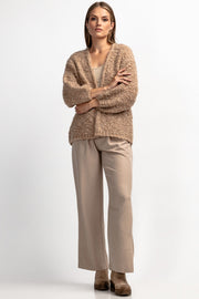 Undyed mocha alpaca wool cardigan