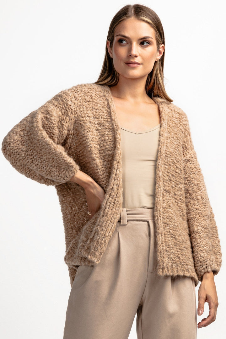 Undyed mocha alpaca wool cardigan