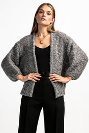 Undyed alpaca wool cardigan, gray