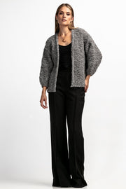 Undyed alpaca wool cardigan, gray