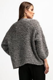 Undyed alpaca wool cardigan, gray