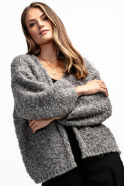 Undyed alpaca wool cardigan, gray