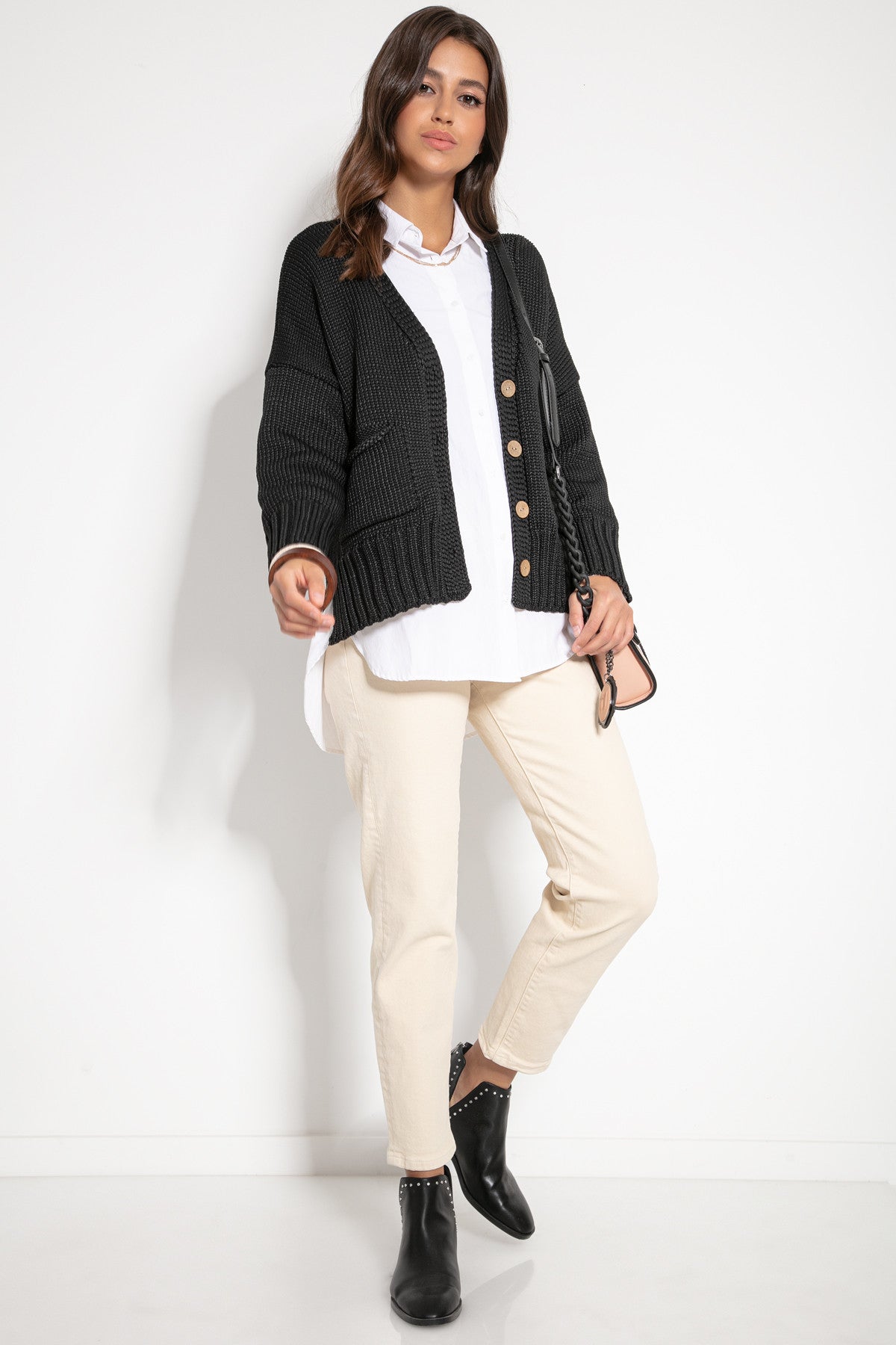 Recycled Yarn Cardigan Black