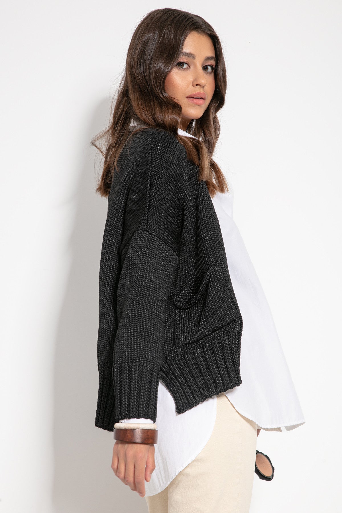 Recycled Yarn Cardigan Black