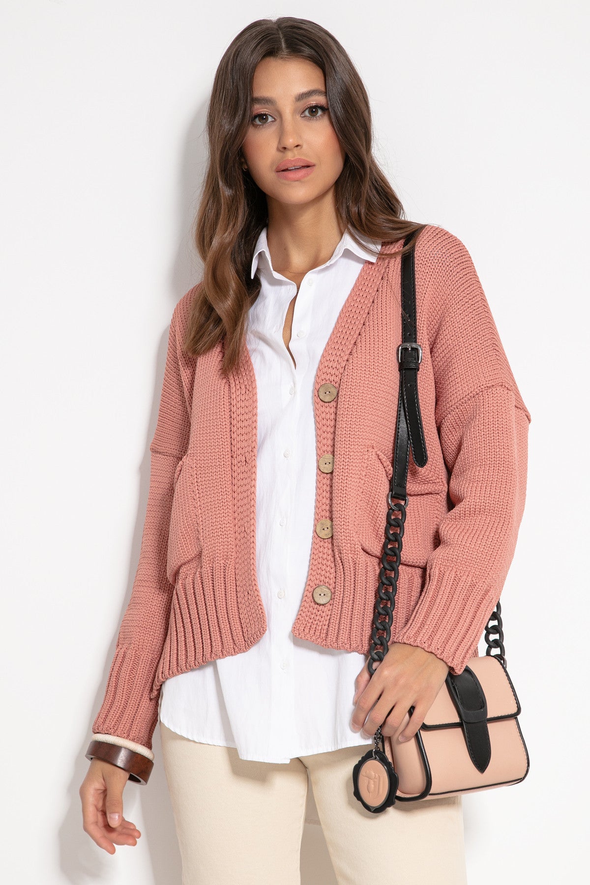 Apricot Recycled Yarn Cardigan