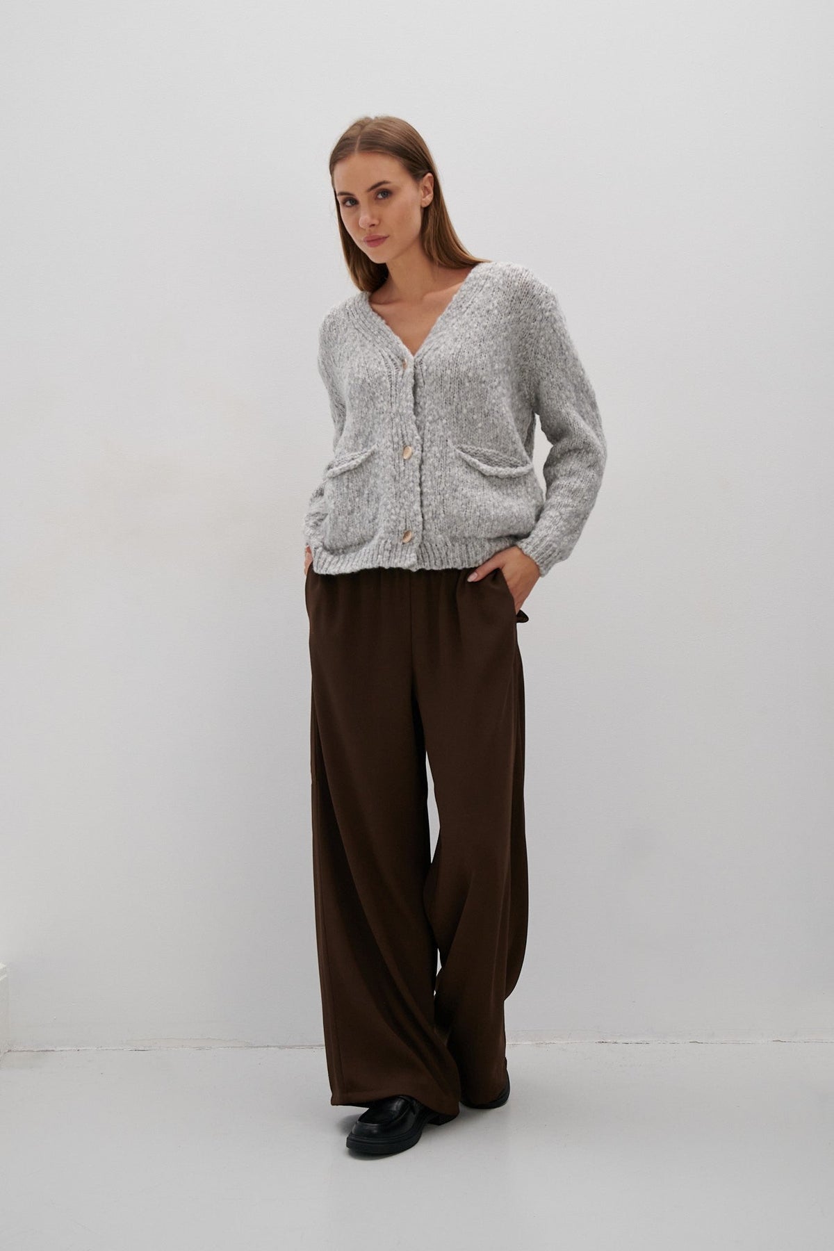 Alpaca and Virgin Wool Cardigan Gray