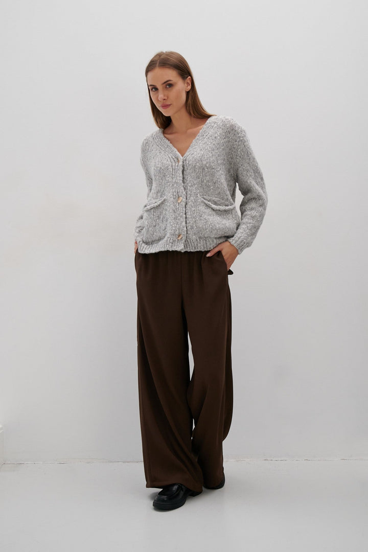 Alpaca and Virgin Wool Cardigan Gray