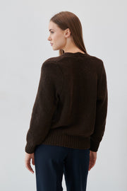 Brown merino wool buttoned cardigan
