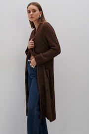 CLASSIC DREAM LAYER CARDIGAN MADE OF UNDYED ALPACA WOOL AND MAKO COTTON, brown