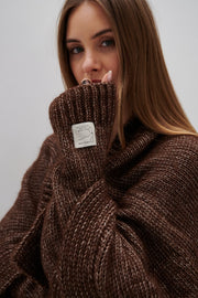 CLASSIC DREAM LAYER CARDIGAN MADE OF UNDYED ALPACA WOOL AND MAKO COTTON, brown