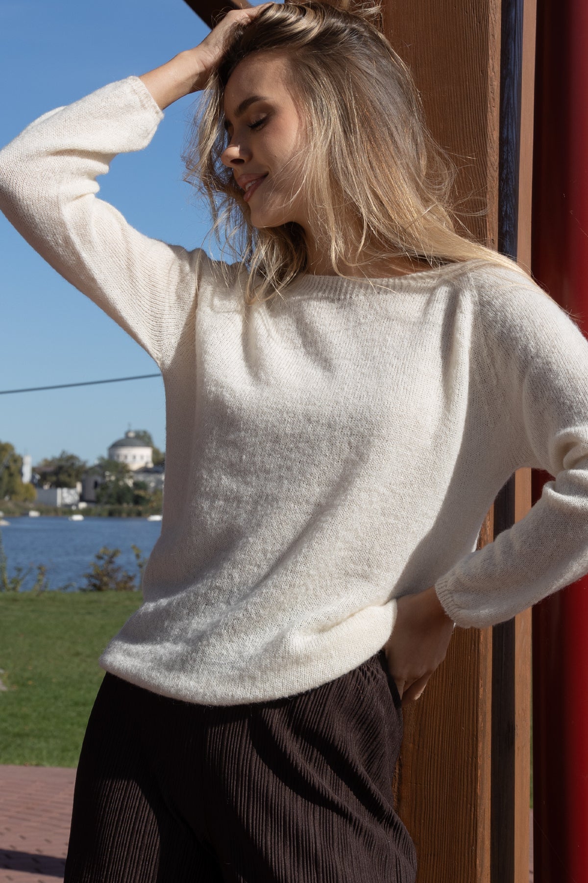 Classic ecru silk sweater