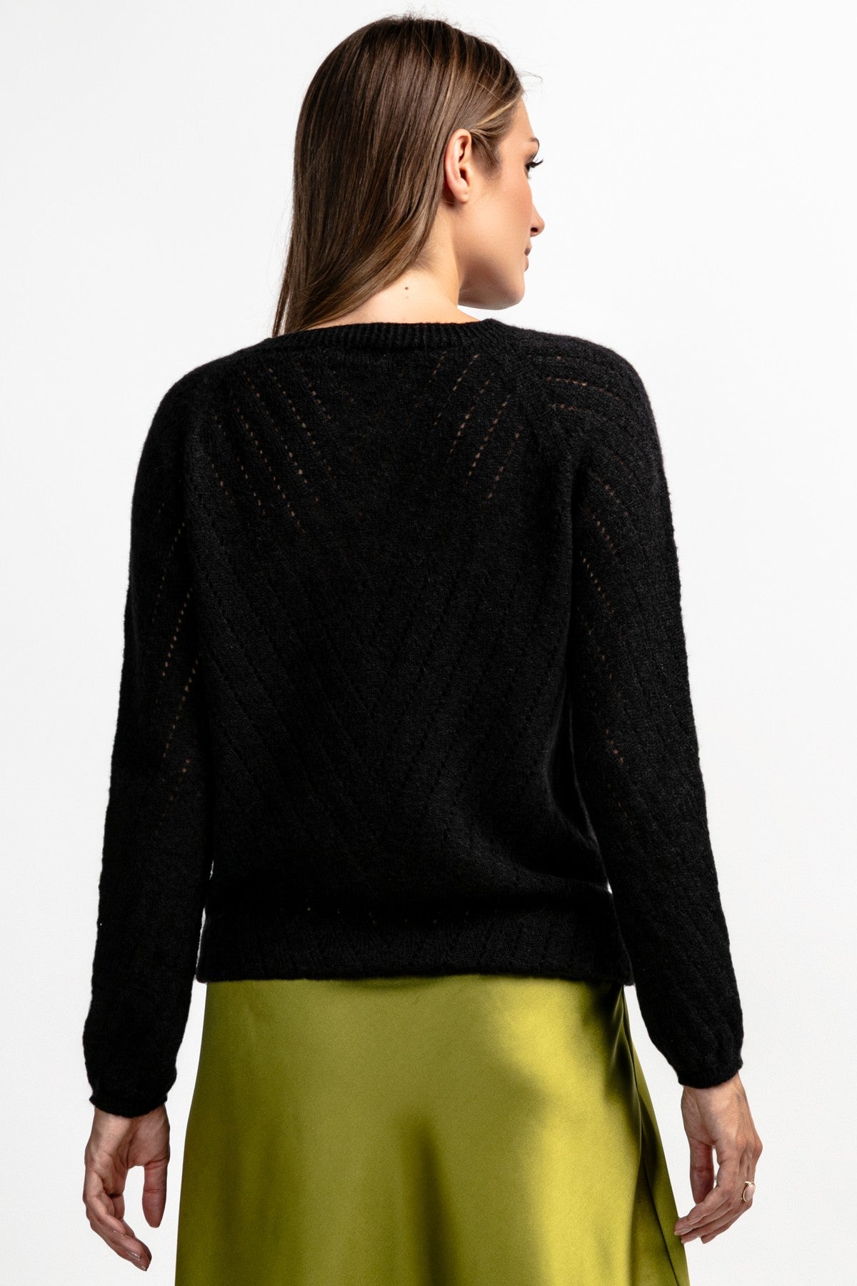 Classic black silk and alpaca wool sweater