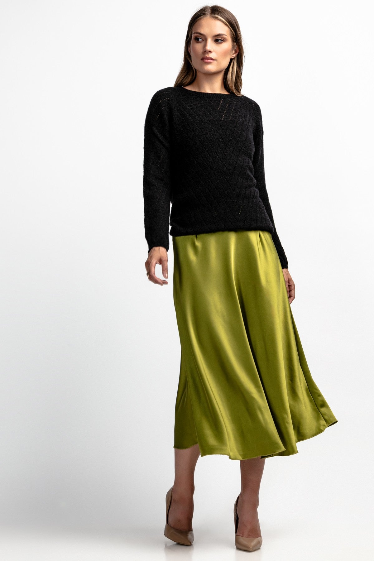 Classic black silk and alpaca wool sweater