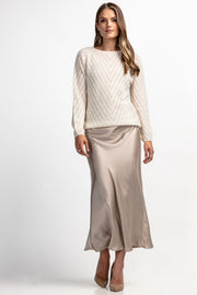 Classic ecru silk and alpaca wool sweater